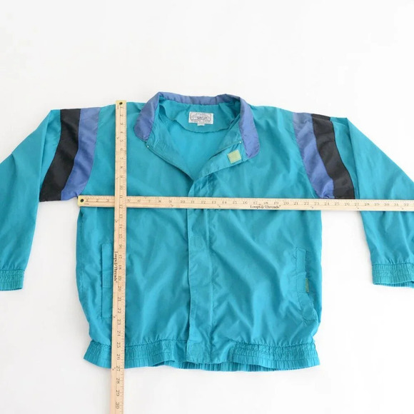 Vintage 90'S Great Canadian Rugged Wear Teal In Blue Zip Up Windbreaker Jacket - Picture 2 of 14